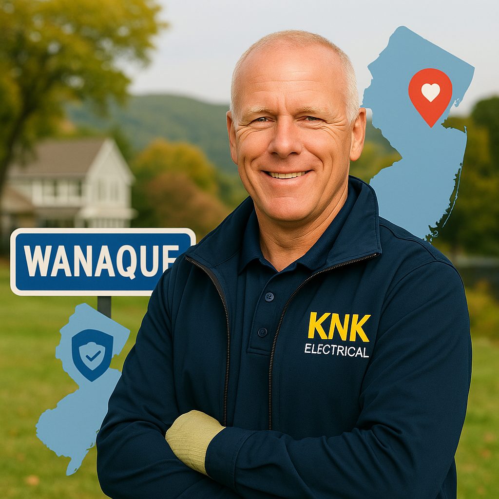 KNK Electrical technician shaking hands with a Wanaque homeowner